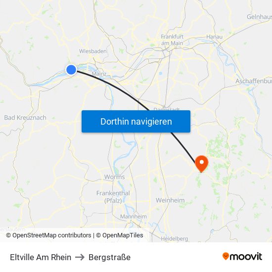 Eltville Am Rhein to Bergstraße map