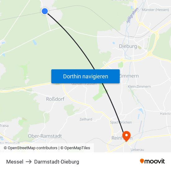 Messel to Darmstadt-Dieburg map