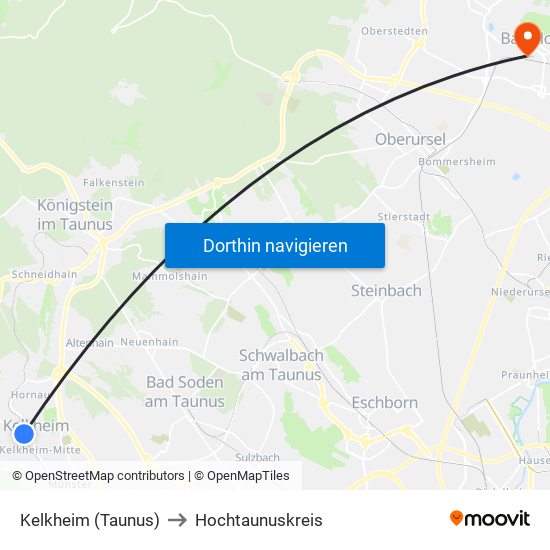 Kelkheim (Taunus) to Hochtaunuskreis map