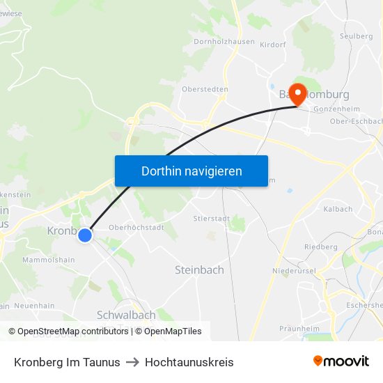 Kronberg Im Taunus to Hochtaunuskreis map