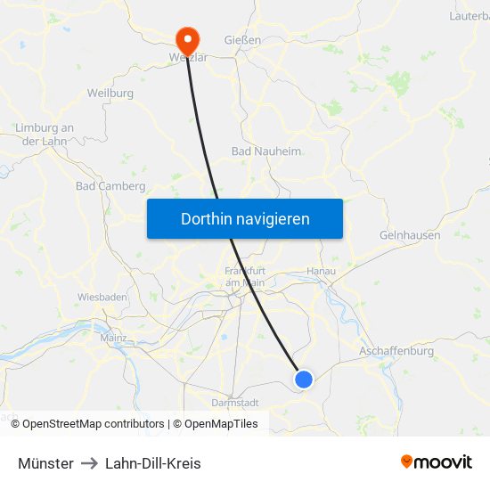 Münster to Lahn-Dill-Kreis map