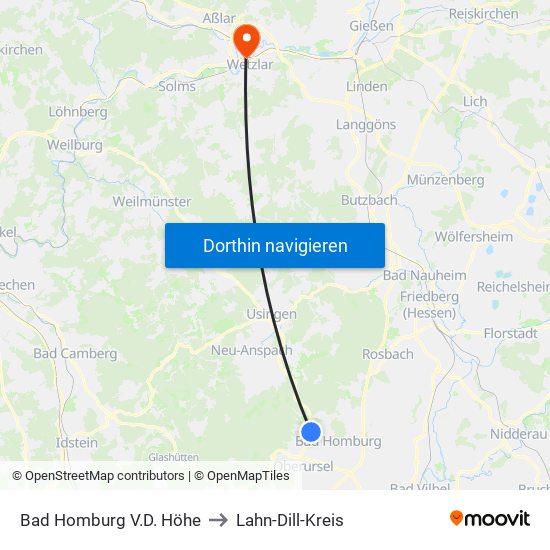 Bad Homburg V.D. Höhe to Lahn-Dill-Kreis map