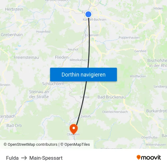 Fulda to Main-Spessart map