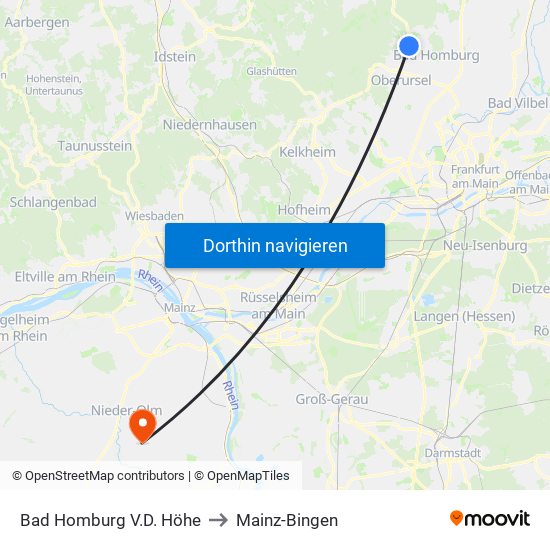 Bad Homburg V.D. Höhe to Mainz-Bingen map