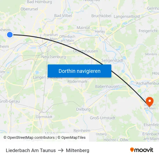 Liederbach Am Taunus to Miltenberg map