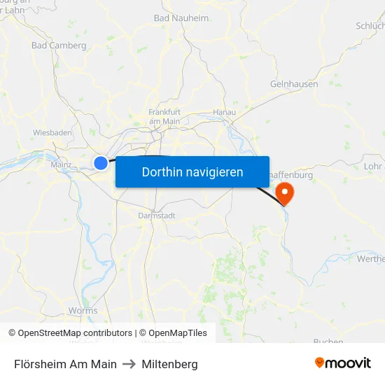 Flörsheim Am Main to Miltenberg map