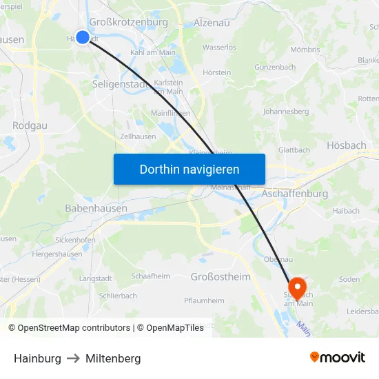 Hainburg to Miltenberg map