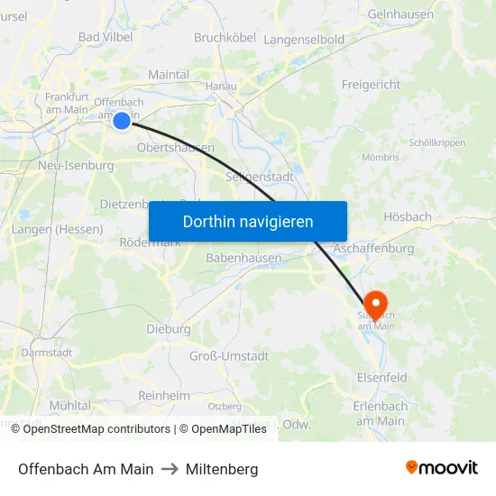 Offenbach Am Main to Miltenberg map