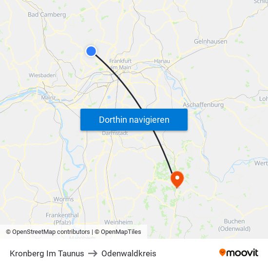 Kronberg Im Taunus to Odenwaldkreis map