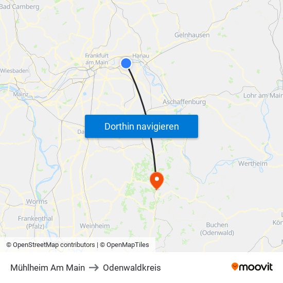 Mühlheim Am Main to Odenwaldkreis map