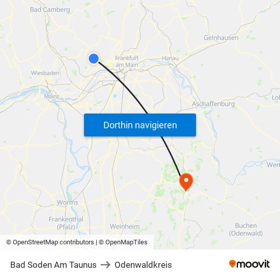 Bad Soden Am Taunus to Odenwaldkreis map