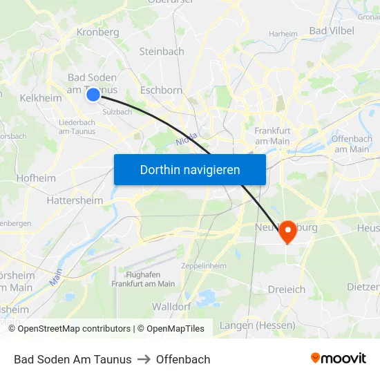 Bad Soden Am Taunus to Offenbach map
