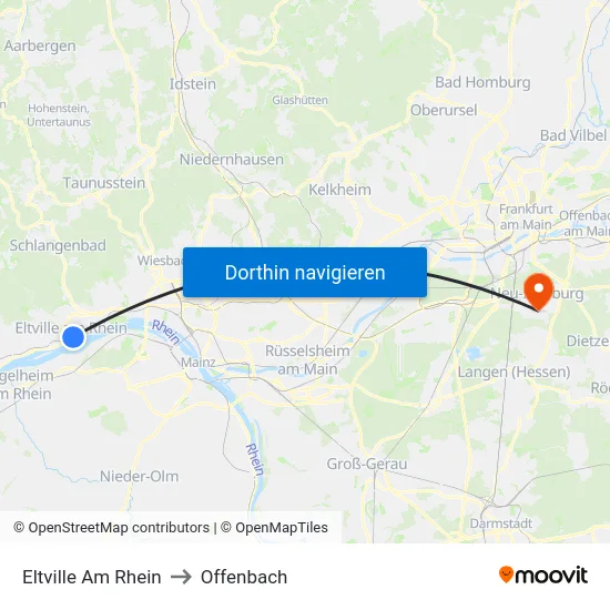 Eltville Am Rhein to Offenbach map