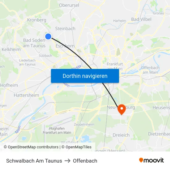 Schwalbach Am Taunus to Offenbach map