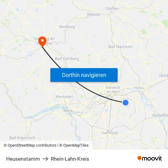Heusenstamm to Rhein-Lahn-Kreis map