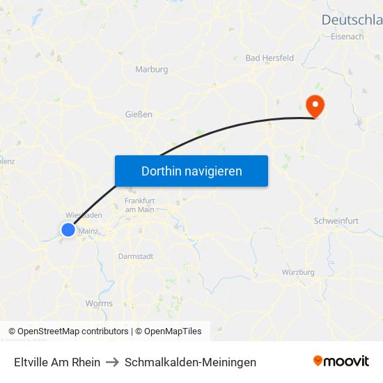 Eltville Am Rhein to Schmalkalden-Meiningen map