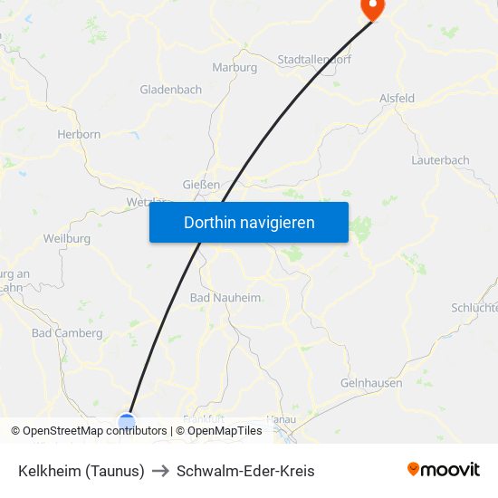 Kelkheim (Taunus) to Schwalm-Eder-Kreis map