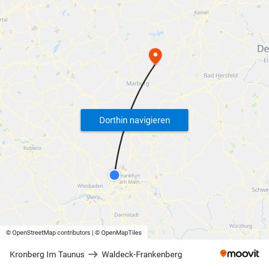 Kronberg Im Taunus to Waldeck-Frankenberg map