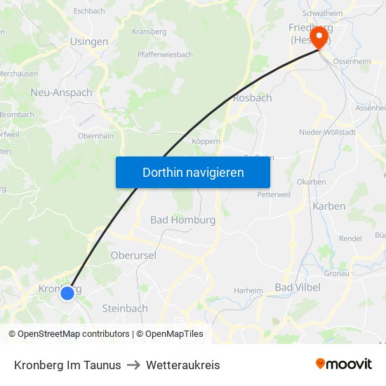 Kronberg Im Taunus to Wetteraukreis map