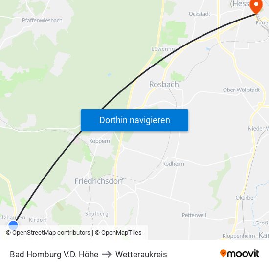 Bad Homburg V.D. Höhe to Wetteraukreis map