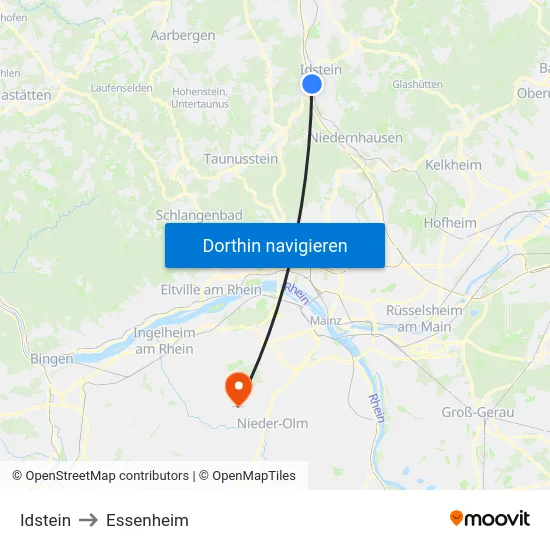 Idstein to Essenheim map