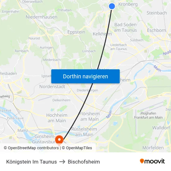 Königstein Im Taunus to Bischofsheim map