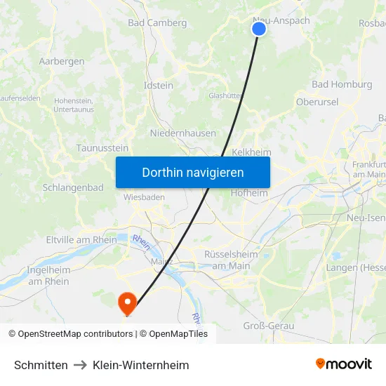 Schmitten to Klein-Winternheim map