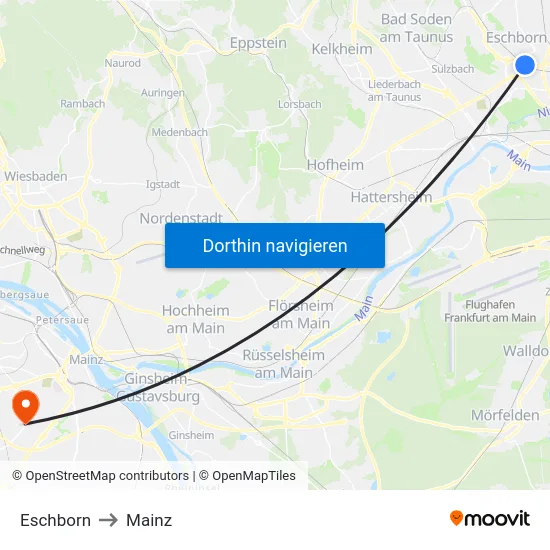 Eschborn to Mainz map