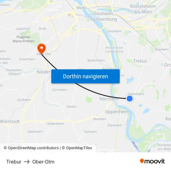 Trebur to Ober-Olm map