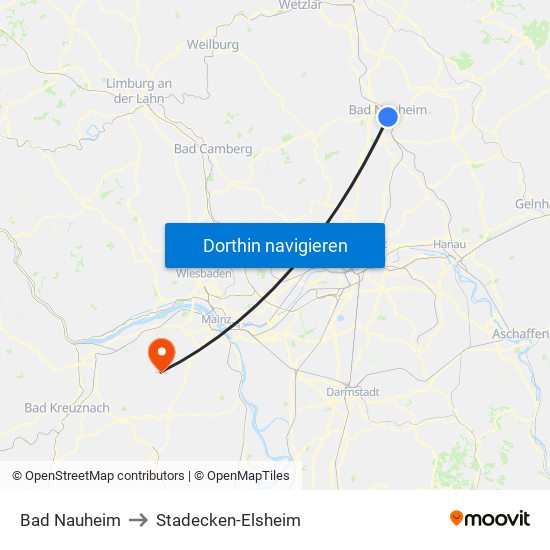 Bad Nauheim to Stadecken-Elsheim map