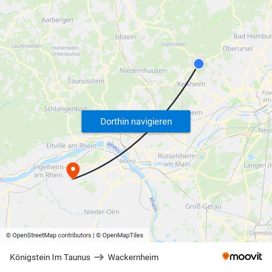 Königstein Im Taunus to Wackernheim map