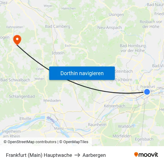 Frankfurt (Main) Hauptwache to Aarbergen map
