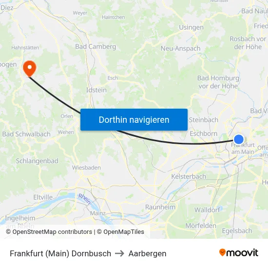 Frankfurt (Main) Dornbusch to Aarbergen map