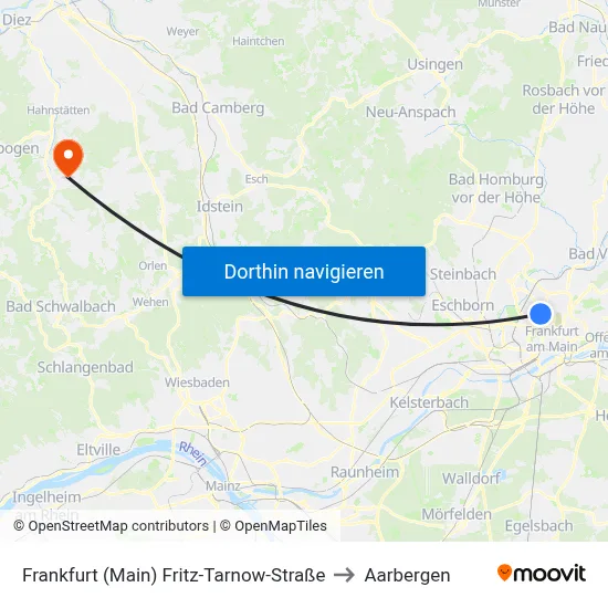 Frankfurt (Main) Fritz-Tarnow-Straße to Aarbergen map