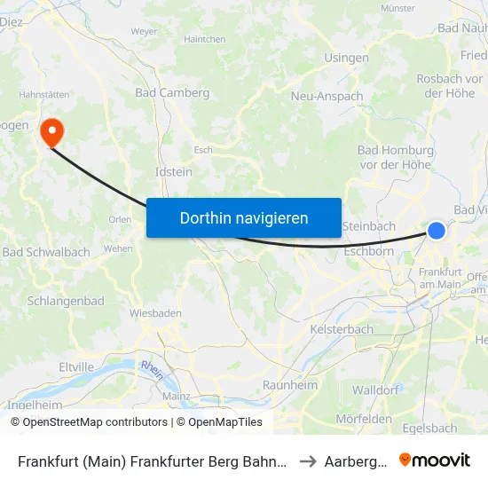 Frankfurt (Main) Frankfurter Berg Bahnhof to Aarbergen map