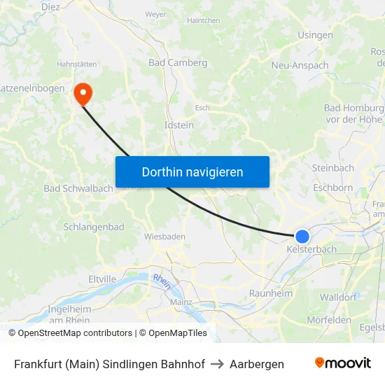 Frankfurt (Main) Sindlingen Bahnhof to Aarbergen map