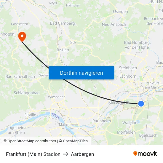 Frankfurt (Main) Stadion to Aarbergen map