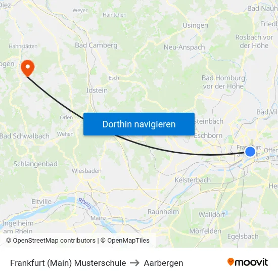 Frankfurt (Main) Musterschule to Aarbergen map