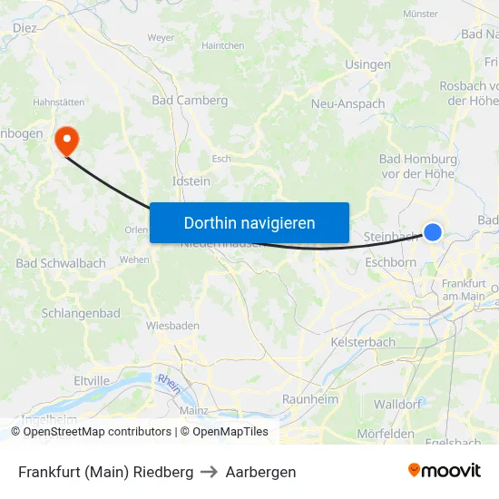 Frankfurt (Main) Riedberg to Aarbergen map
