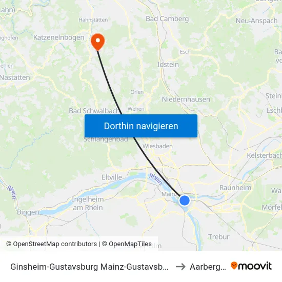 Ginsheim-Gustavsburg Mainz-Gustavsburg Bf to Aarbergen map