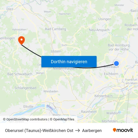 Oberursel (Taunus)-Weißkirchen Ost to Aarbergen map
