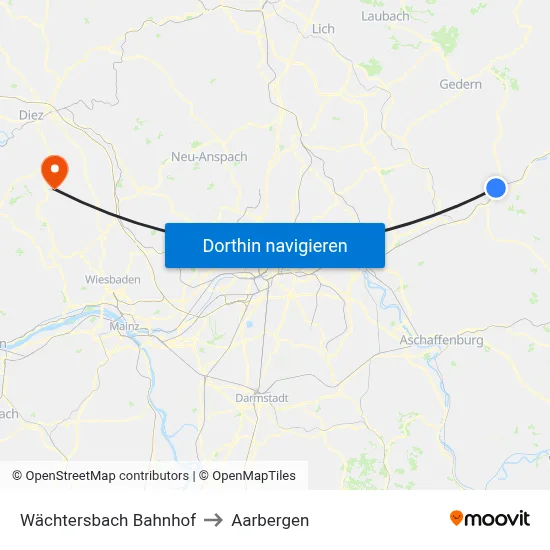 Wächtersbach Bahnhof to Aarbergen map