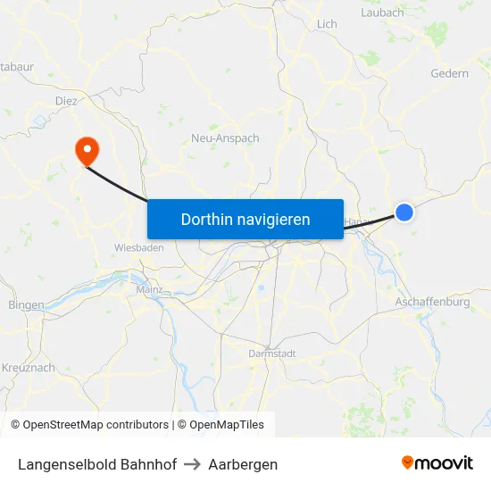 Langenselbold Bahnhof to Aarbergen map
