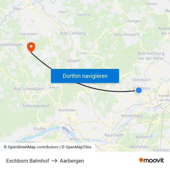 Eschborn Bahnhof to Aarbergen map