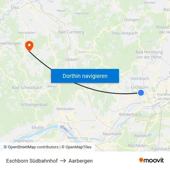 Eschborn Südbahnhof to Aarbergen map