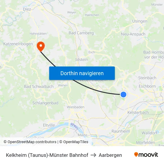 Kelkheim (Taunus)-Münster Bahnhof to Aarbergen map