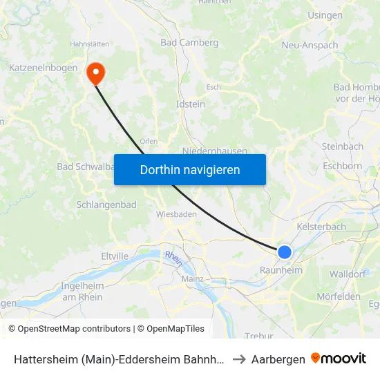 Hattersheim (Main)-Eddersheim Bahnhof to Aarbergen map