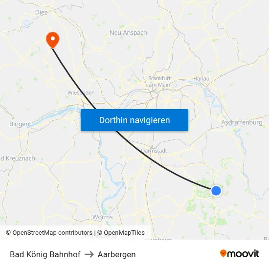 Bad König Bahnhof to Aarbergen map