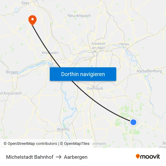 Michelstadt Bahnhof to Aarbergen map