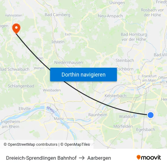 Dreieich-Sprendlingen Bahnhof to Aarbergen map